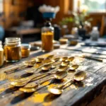 ein heimwerker zeigt kreative ideen, wie man alte löffel einfach in wunderschöne deko-goldobjekte verwandeln kann. schritt-für-schritt-anleitung für einzigartige heimdekoration.