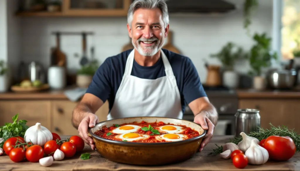 entdecke, wie ein koch in nur 20 minuten köstliche eier in tomatensauce im ofen zaubert – ein einfaches und schnelles rezept für jeden tag.