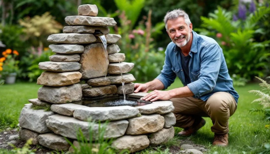 erfahren sie, wie eine familie schritt für schritt mit natursteinen einen kleinen brunnen baut – eine einfache und natürliche diy-anleitung.