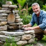 erfahren sie, wie eine familie schritt für schritt mit natursteinen einen kleinen brunnen baut – eine einfache und natürliche diy-anleitung.